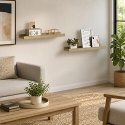 Sonoma Oak Floating Wall Shelves Set of 2