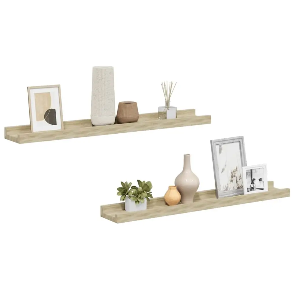 Wall Shelves Brown Sonoma Oak 60x9x3 cm MDF Storage Shelving Display Ledges 2 Piece
