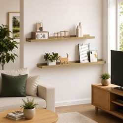 Floating Wall Shelves Set of 2 Brown 80x9x3 cm