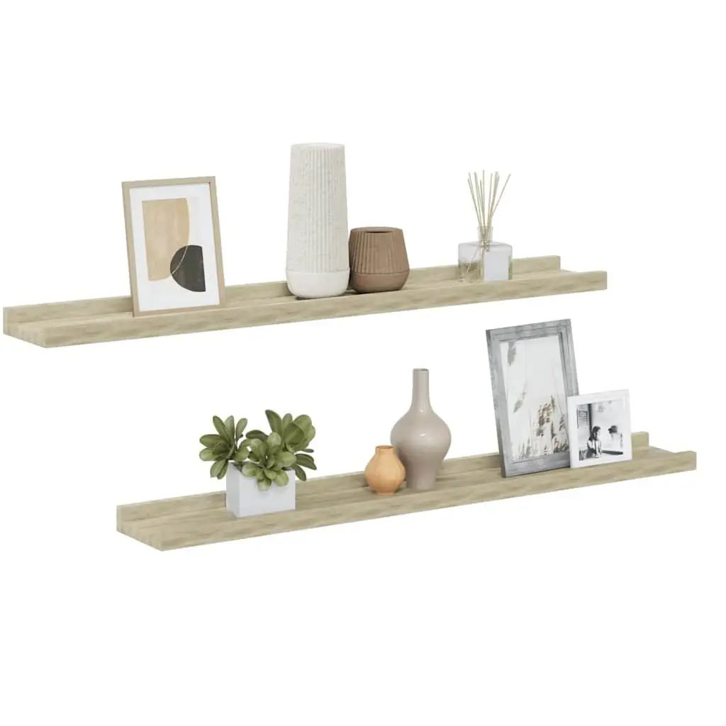 Wall Shelves Floating Brown 80x9x3 cm MDF 2 Piece