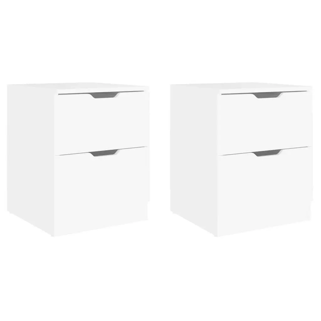 White Bedside Table 40x40x50cm Modern Storage Unit 2pcs