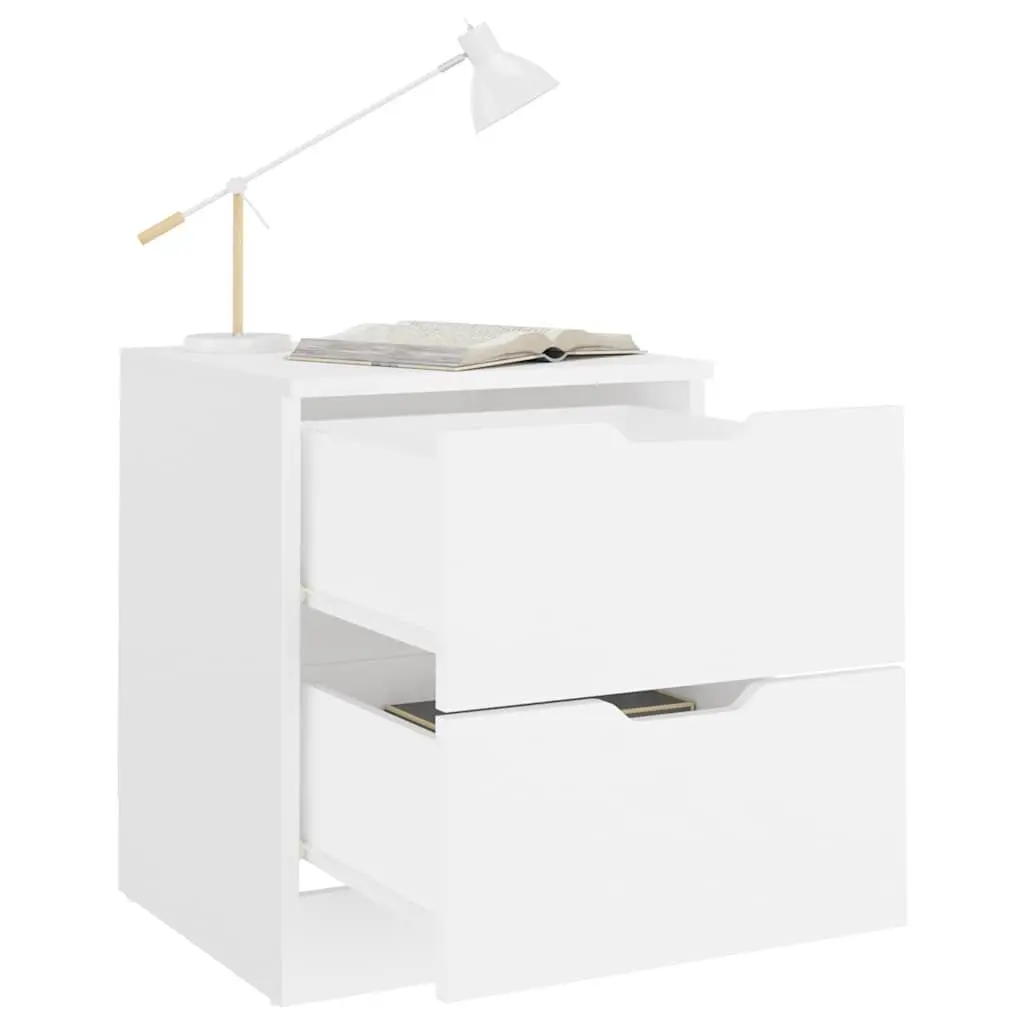 White Bedside Table 40x40x50cm Modern Storage Unit 2pcs
