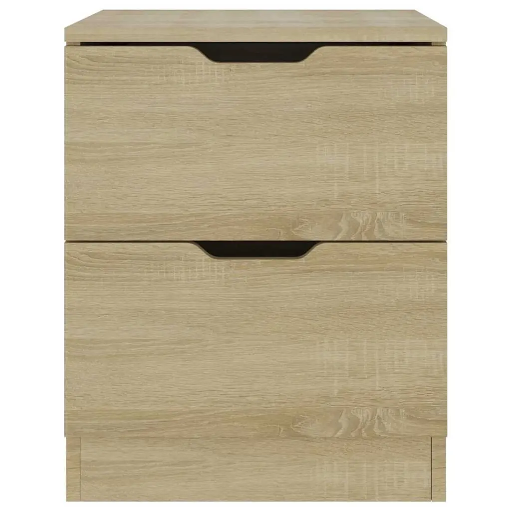 Bedside Cabinets Brown 2 Piece Storage Side Table Nightstand Engineered Wood