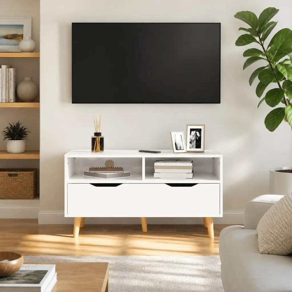 White High Gloss TV Cabinet for Living Spaces