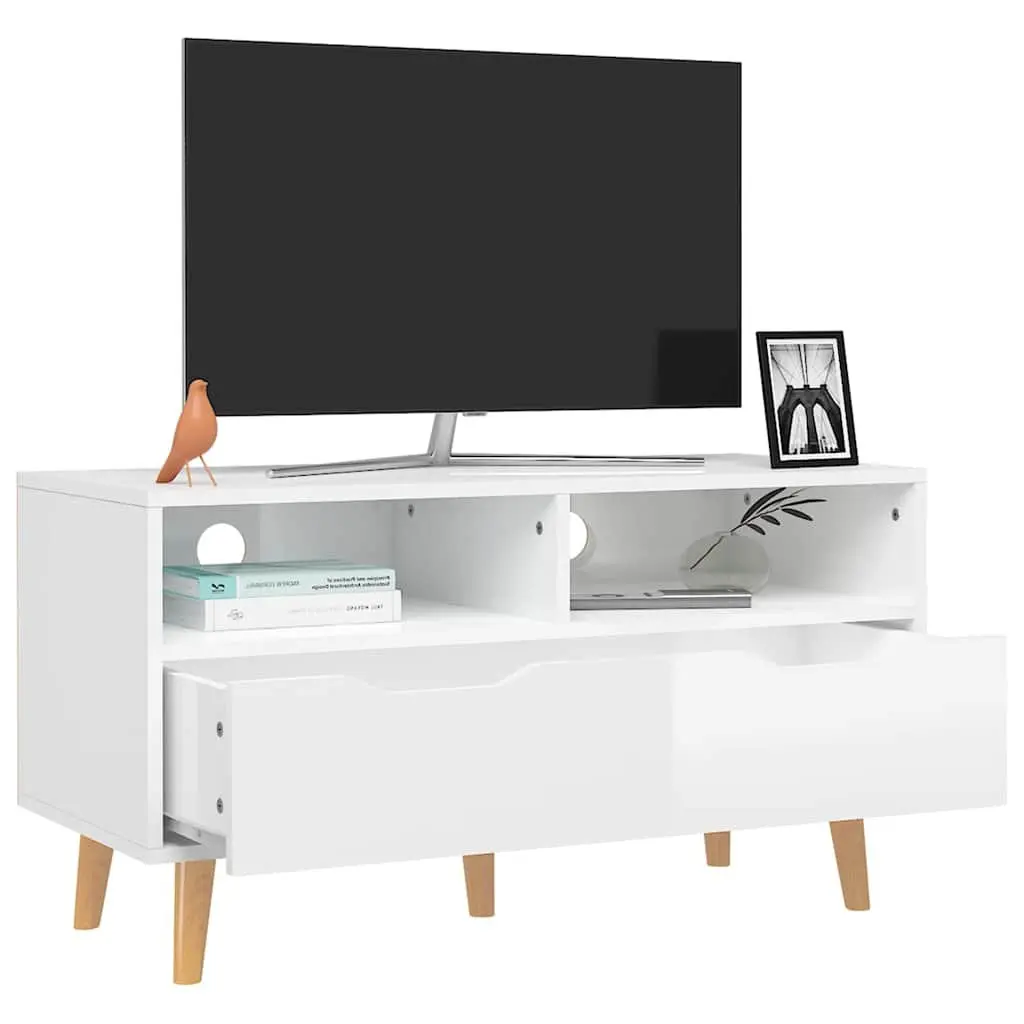 White High Gloss TV Cabinet for Living Spaces