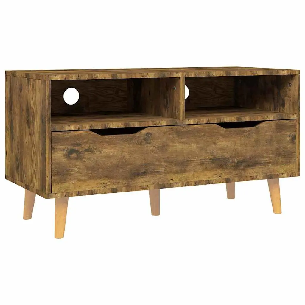 TV Cabinet Brown Engineered Wood Living Room Storage Stand Display Unit 90W x 40D x 48.5H cm