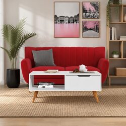 White Engineered Wood Coffee Table for Living Rooms