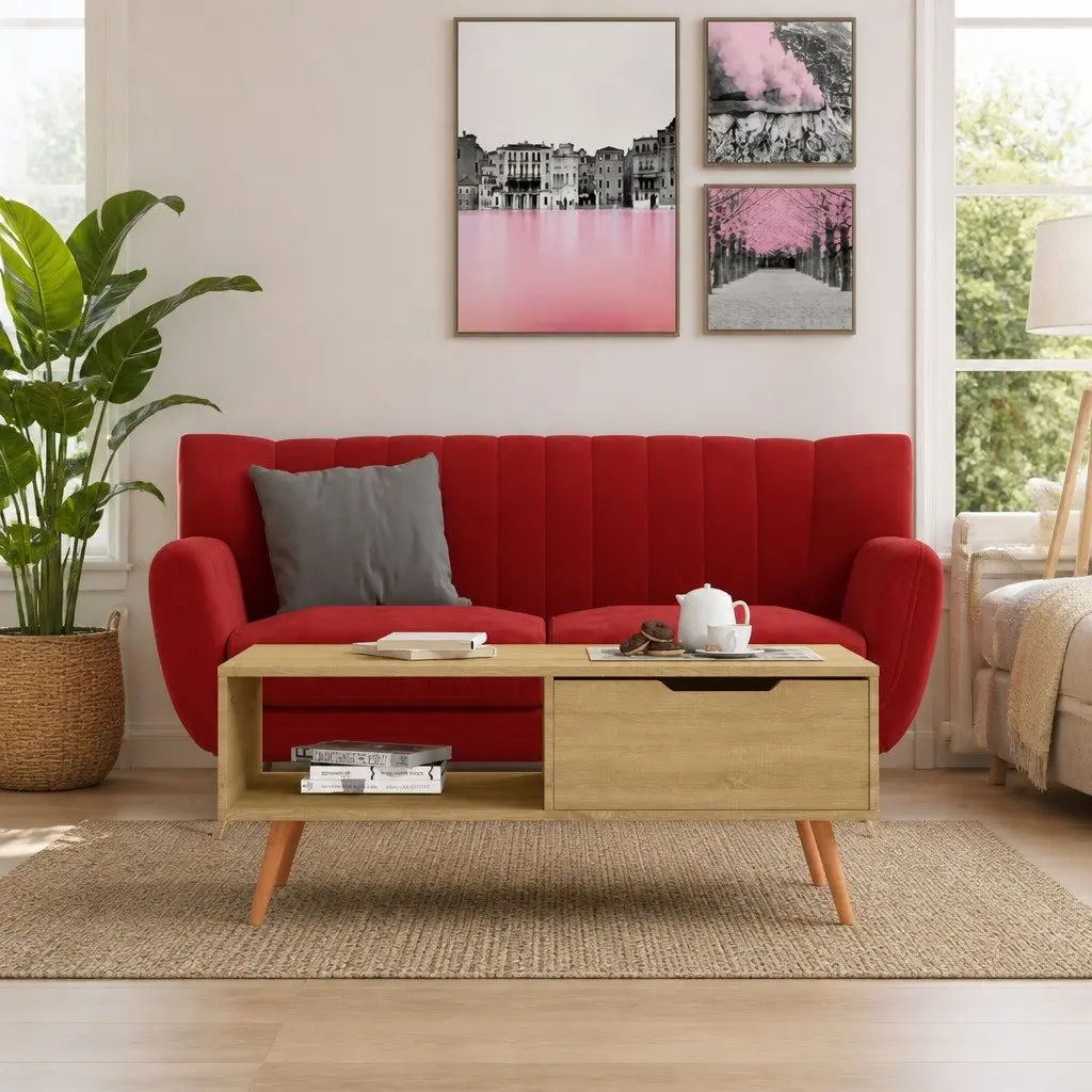 Coffee Table Brown Engineered Wood Living Room Accent Table