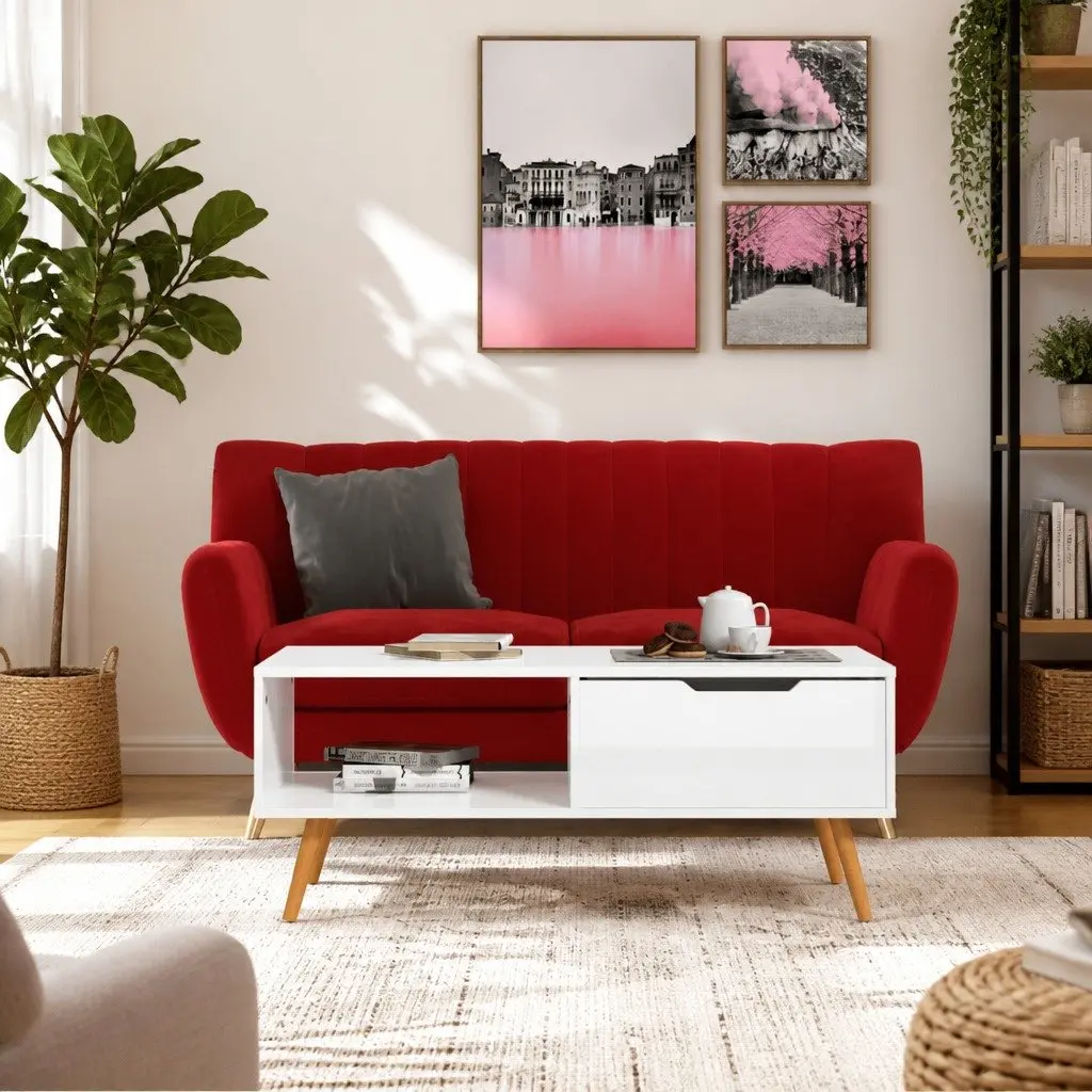 Coffee Table High Gloss White 100 x 49.5 x 43 cm Engineered Wood