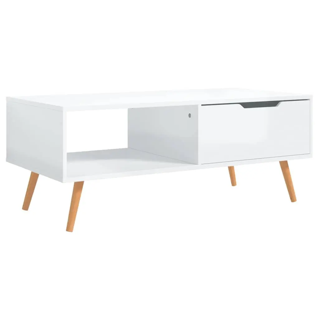 Coffee Table High Gloss White 100 x 49.5 x 43 cm Engineered Wood