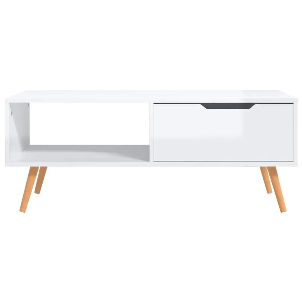 Coffee Table High Gloss White 100 x 49.5 x 43 cm Engineered Wood