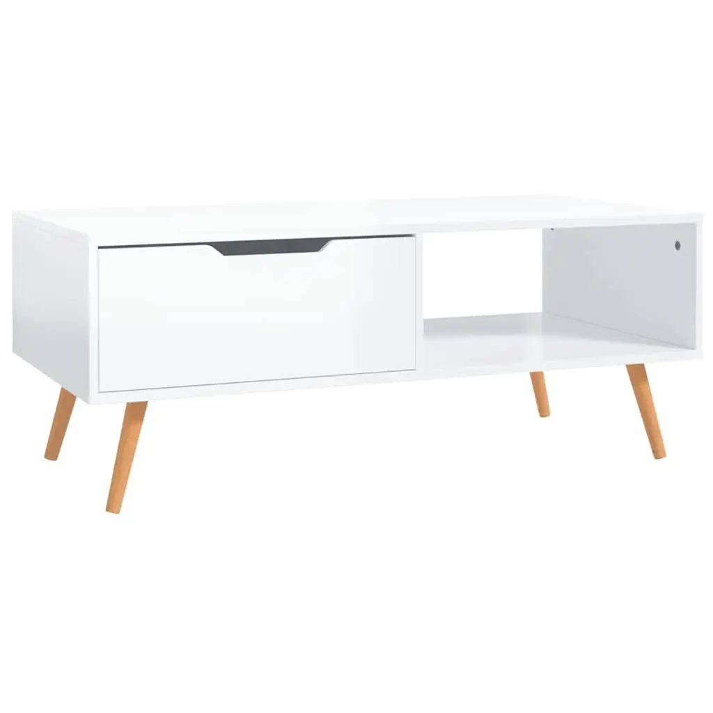 Coffee Table High Gloss White 100 x 49.5 x 43 cm Engineered Wood