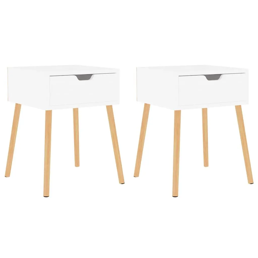Bedside Cabinets 2 pcs White 40x40x56 cm Modern Storage Side Tables Drawers
