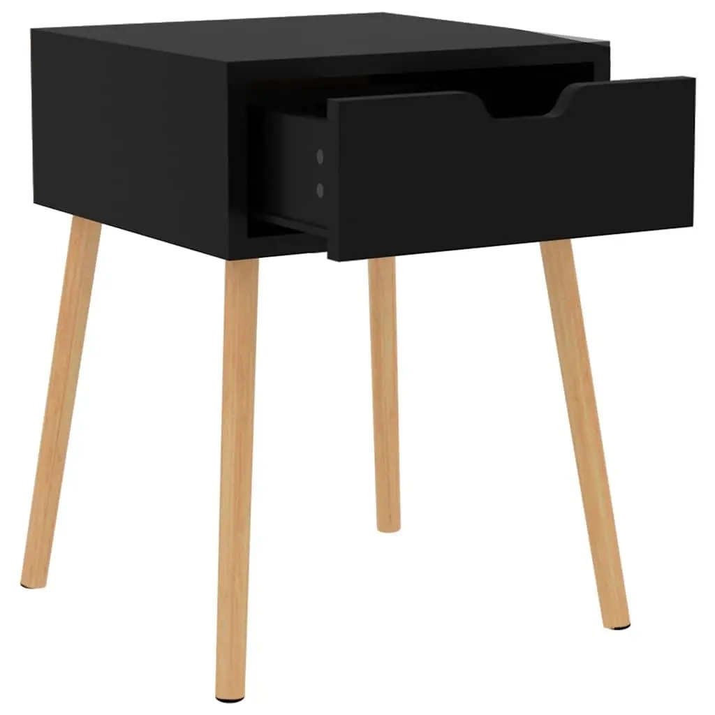 Black Bedside Table Modern Engineered Wood 40x40x56 cm Side Cabinet Nightstand