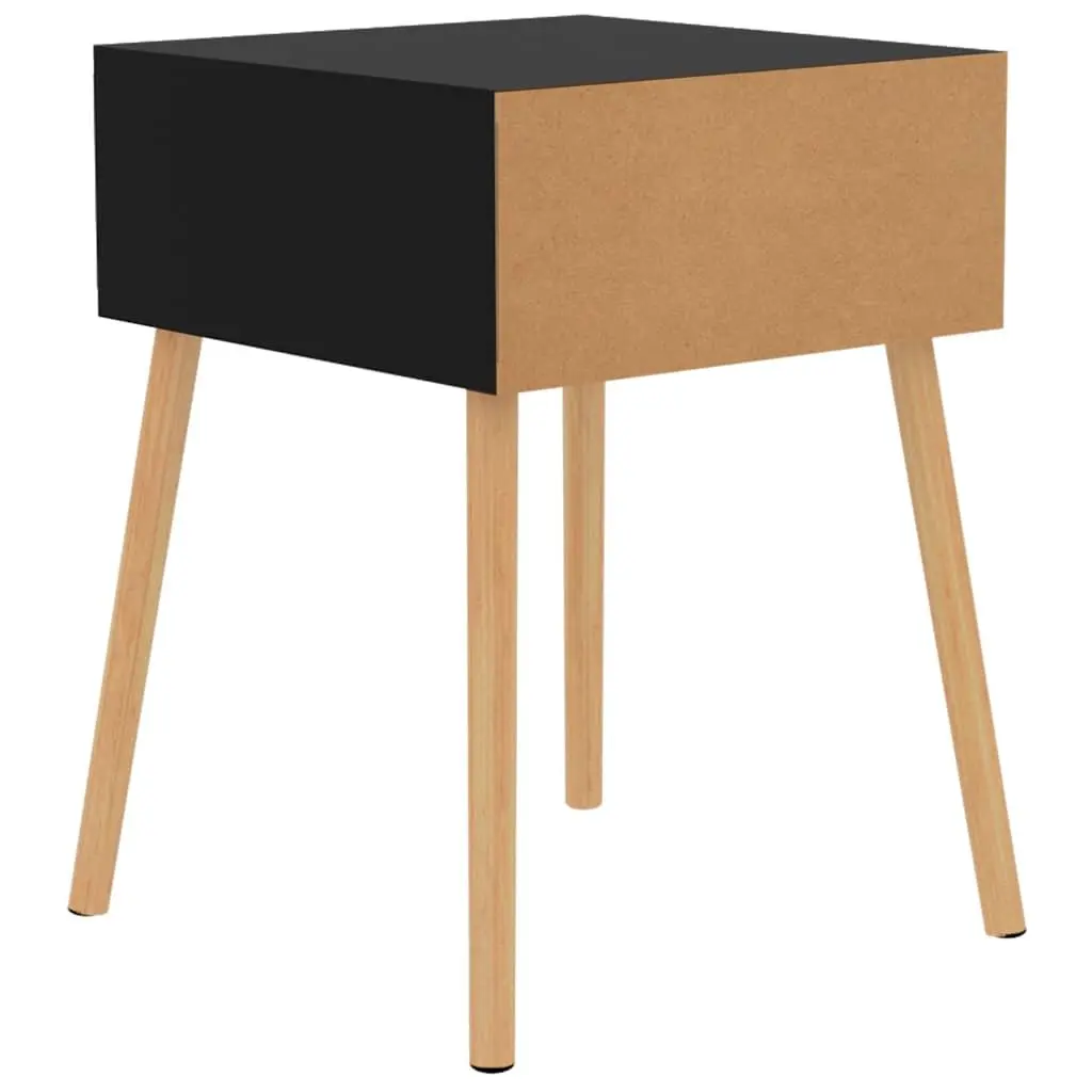 Black Bedside Table Modern Engineered Wood 40x40x56 cm Side Cabinet Nightstand