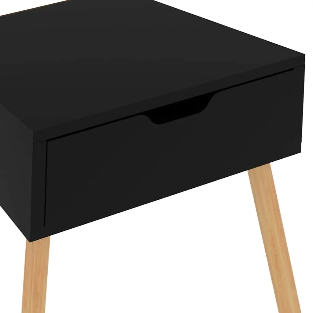 Black Bedside Table Modern Engineered Wood 40x40x56 cm Side Cabinet Nightstand
