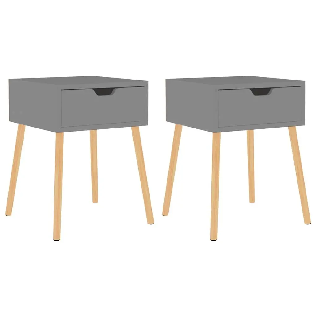 Bedside Cabinets Grey 40x40x56 cm Engineered Wood Storage Nightstand Side Table Drawer