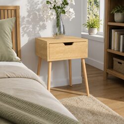 Brown Engineered Wood Bedside Cabinet for Bedroom