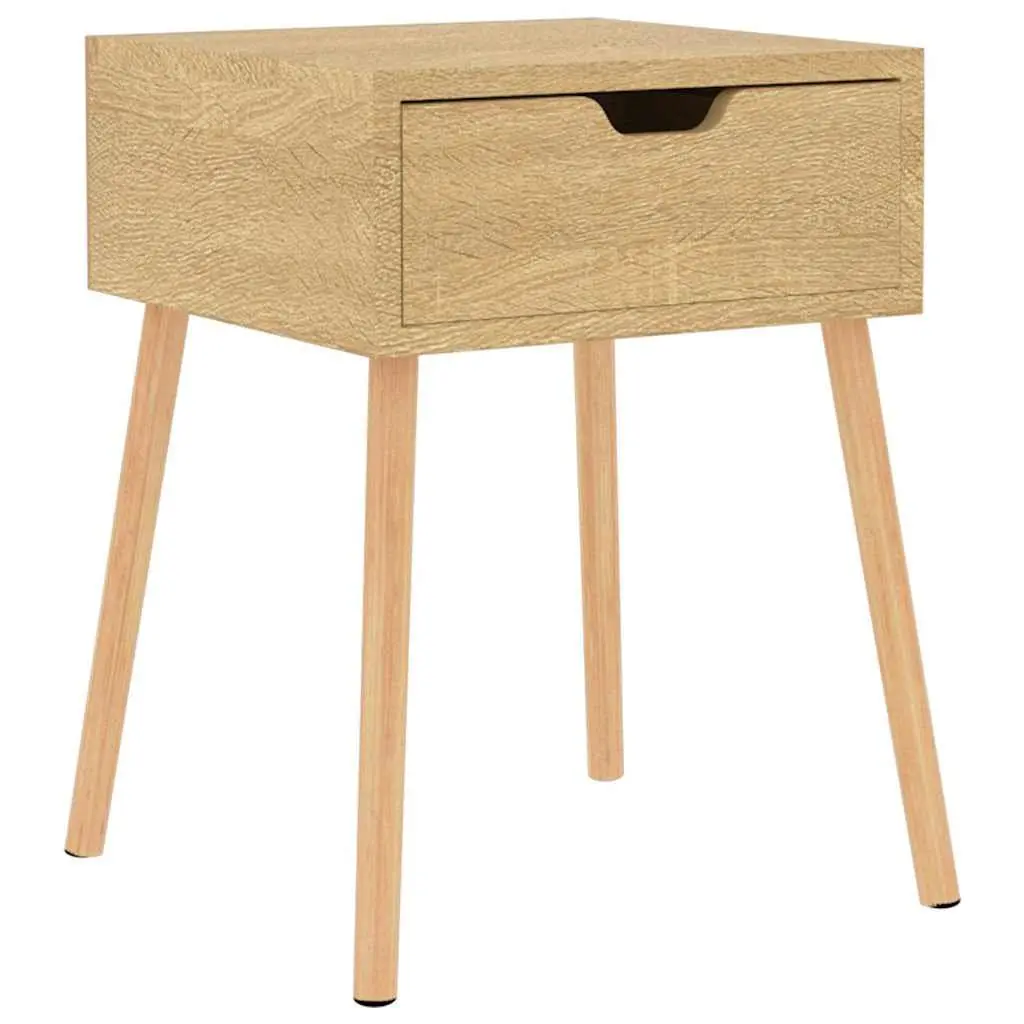 Bedside Cabinet Brown Engineered Wood Nightstand Compact Storage Table