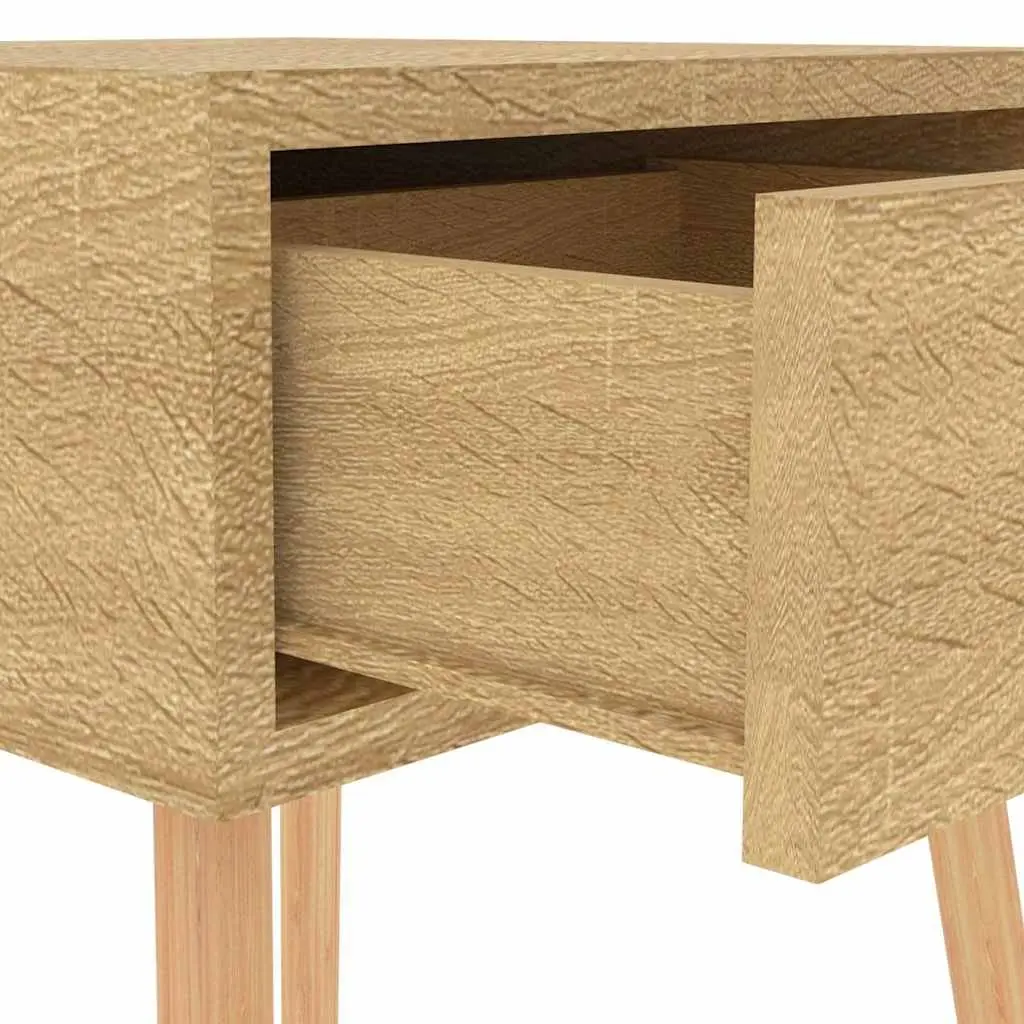 Bedside Cabinet Brown Engineered Wood Nightstand Compact Storage Table