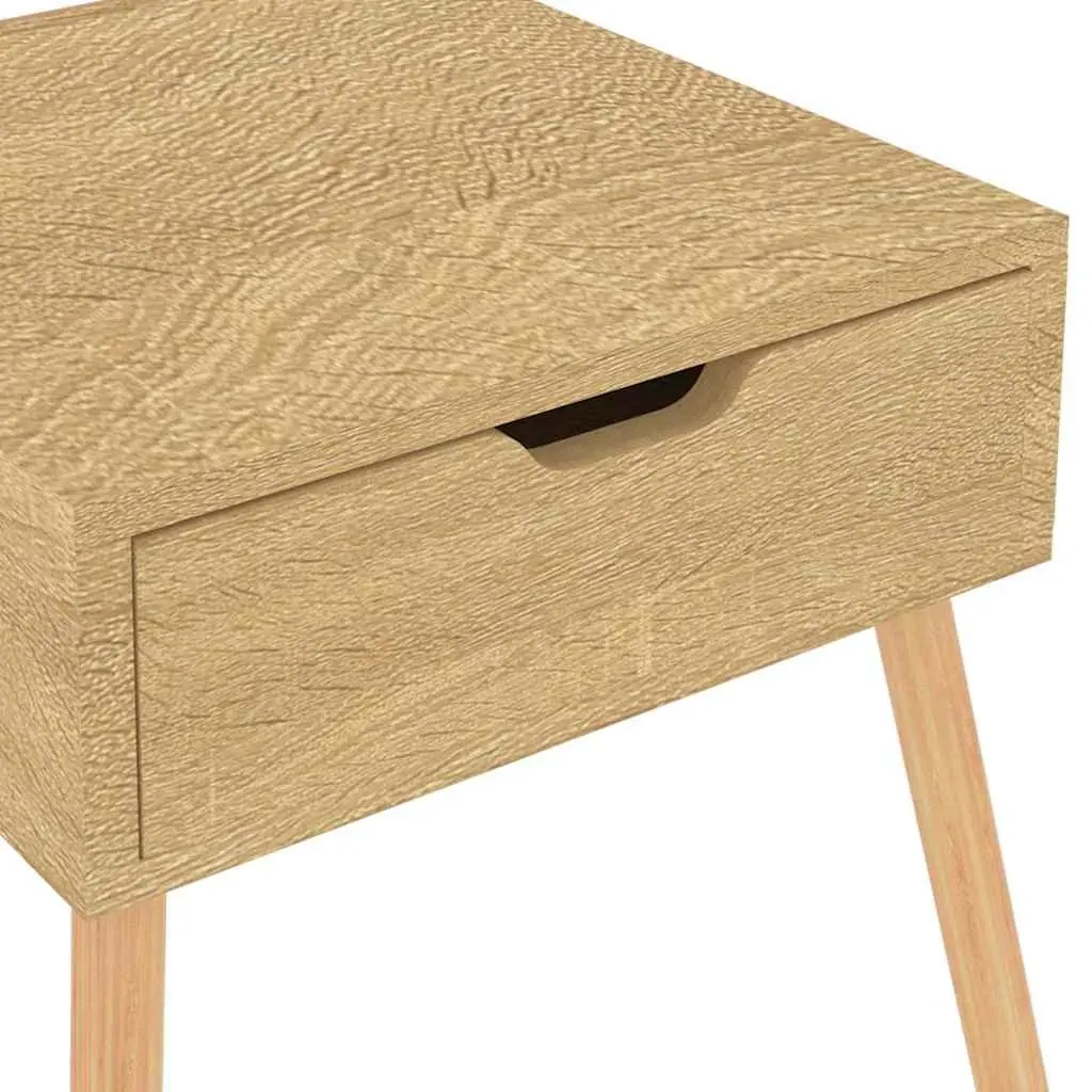 Bedside Cabinet Brown Engineered Wood Nightstand Compact Storage Table