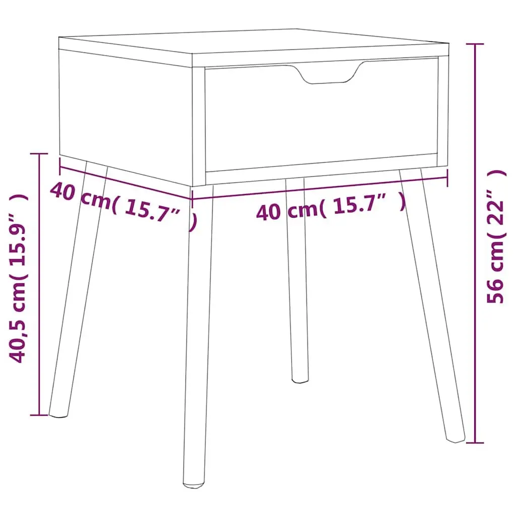 Bedside Cabinets Grey 40x40x56 cm Engineered Wood Nightstand