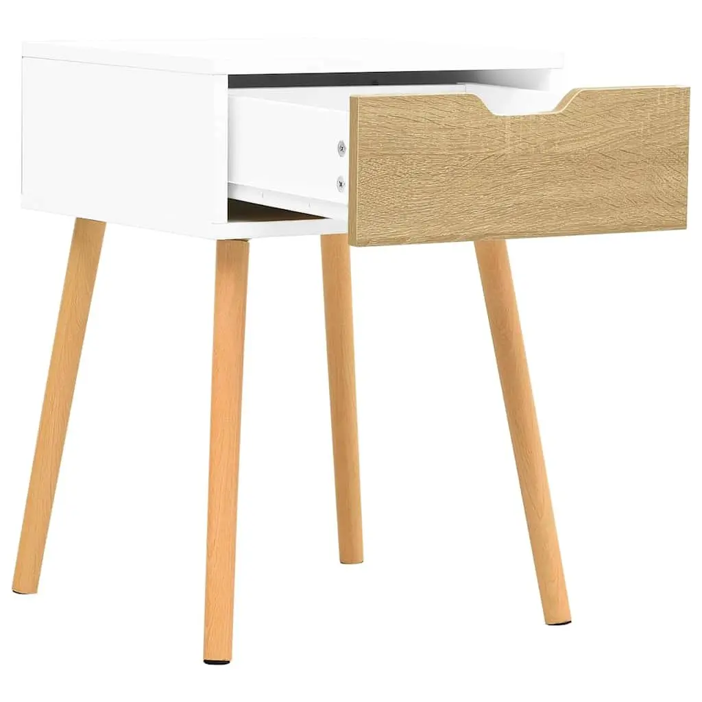 Bedside Cabinet White Sonoma Oak Engineered Wood Nightstand Storage Drawer