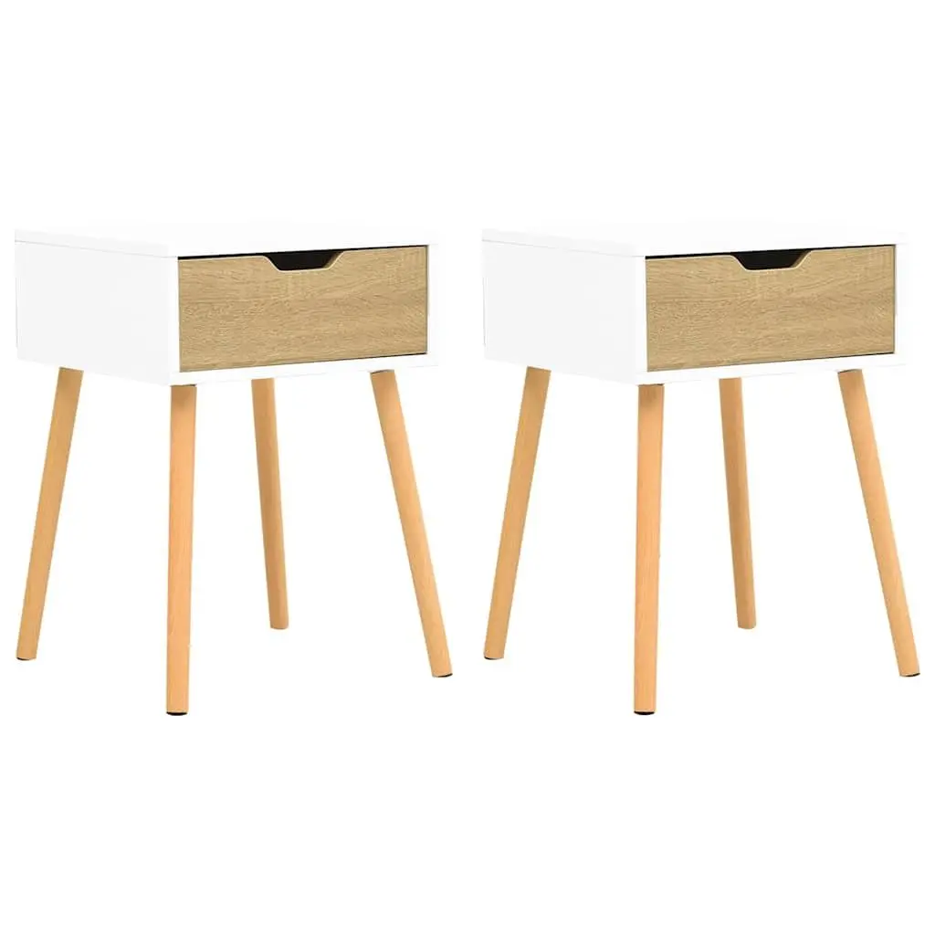 Bedside Cabinets White Sonoma Oak Engineered Wood Nightstands 2 Piece