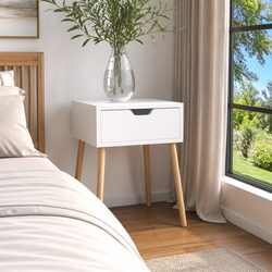 White Bedside Cabinet 40x40x56cm for Cozy Storage