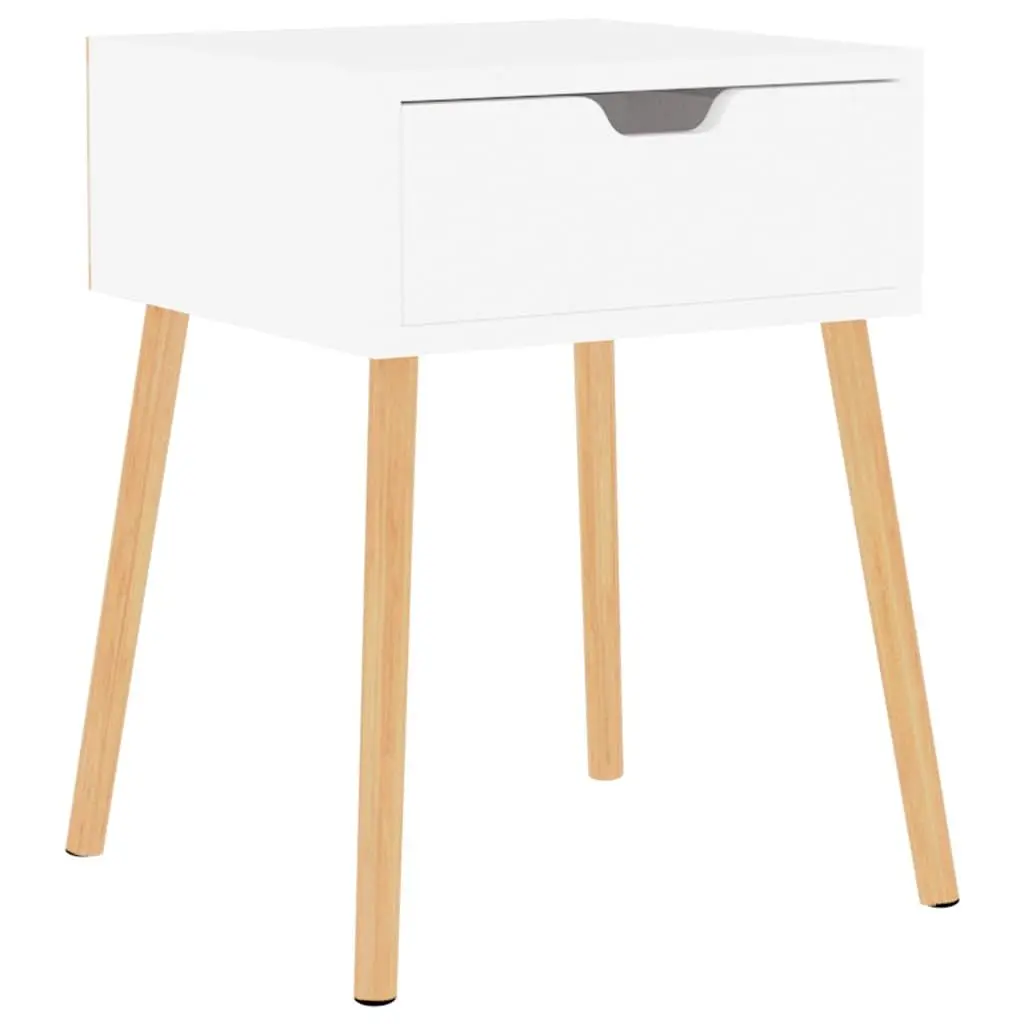 Bedside Cabinet White 40x40x56cm Engineered Wood Nightstand Storage Drawer