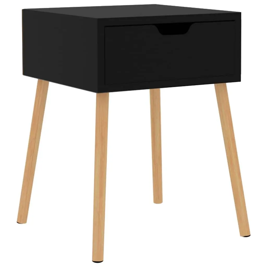 Bedside Cabinet Black High Gloss Modern Side Table Engineered Wood 40x40x56cm