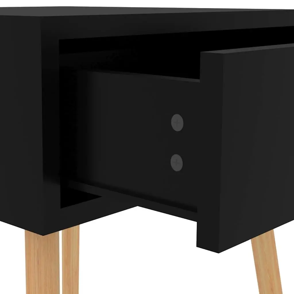 Bedside Cabinets High Gloss Black Modern 2 Pieces Engineered Wood Nightstand
