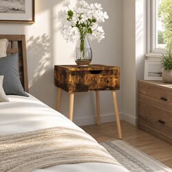Warm Brown Bedside Cabinet with Storage Drawer
