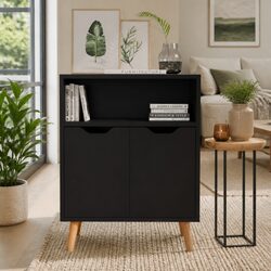 Black Engineered Wood Sideboard for Elegant Storage