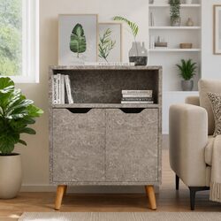 Grey Engineered Wood Sideboard for Living Room