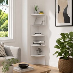 White Wall Corner Shelf 19x19x123cm Engineered Wood