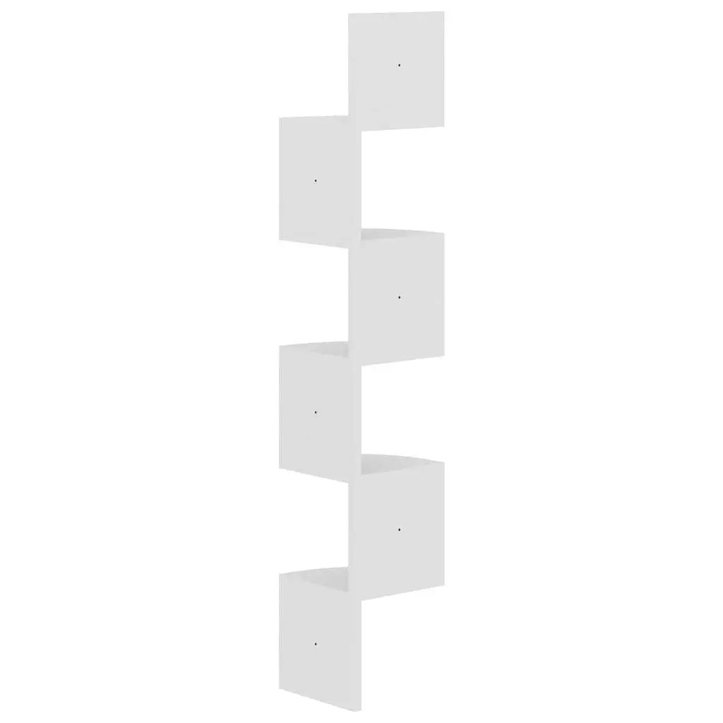 Wall Corner Shelf White 19x19x123cm Engineered Wood Display Storage Hanging