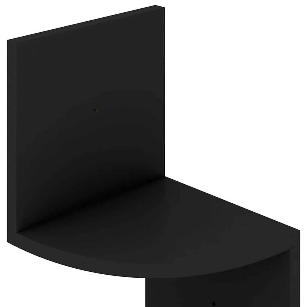 Corner Shelf Black Engineered Wood Rounded Levels 19x19x123cm Storage Unit