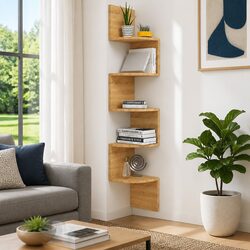 Brown Sonoma Oak Wall Corner Shelf for Living Spaces