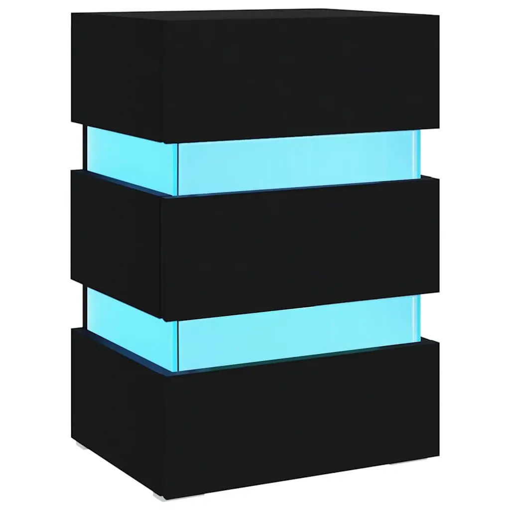 LED Bedside Cabinet with Lighting in Black 45x35x67 cm
