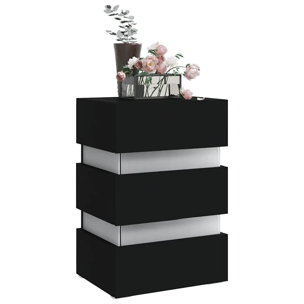 LED Bedside Cabinet with Lighting in Black 45x35x67 cm