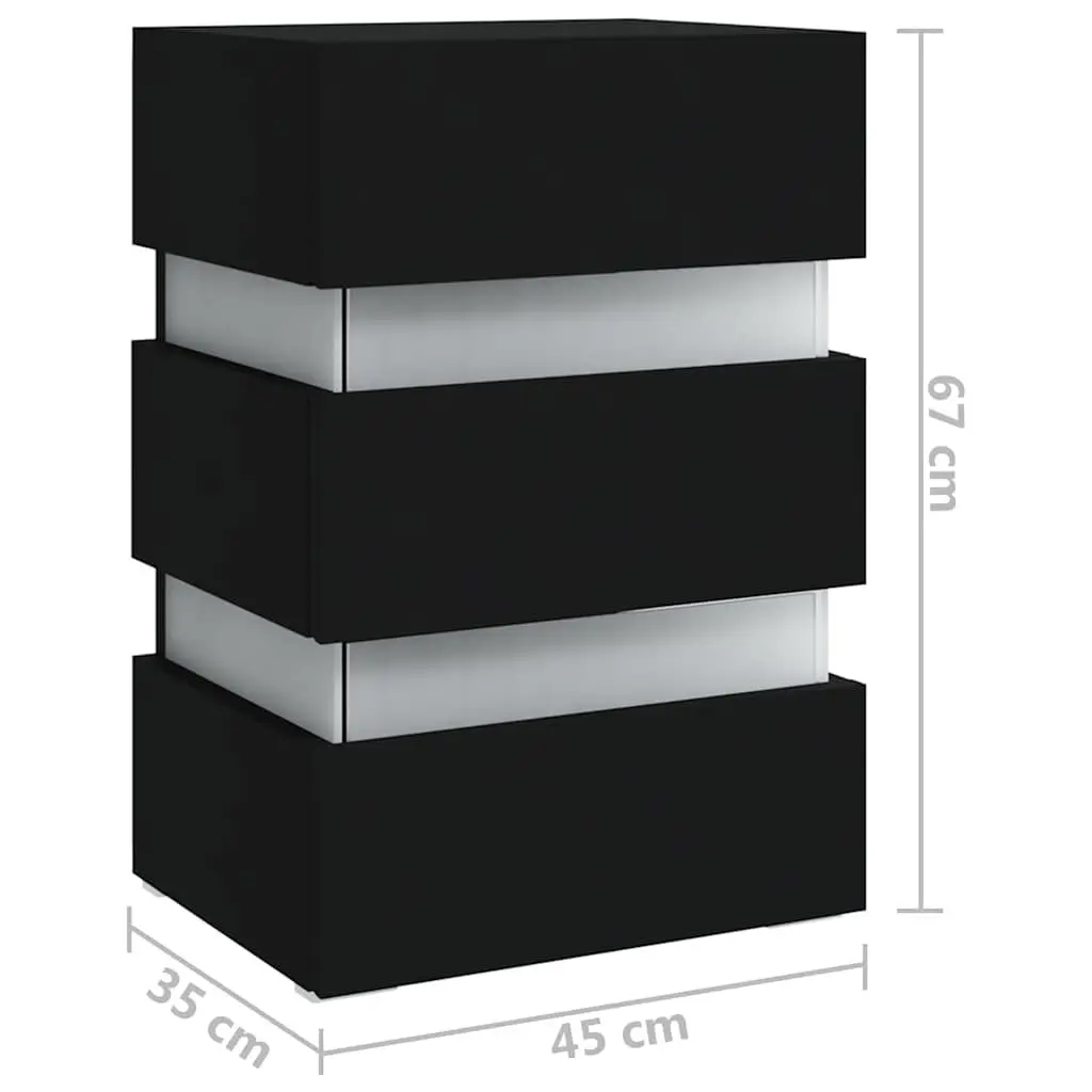 LED Bedside Cabinet with Lighting in Black 45x35x67 cm