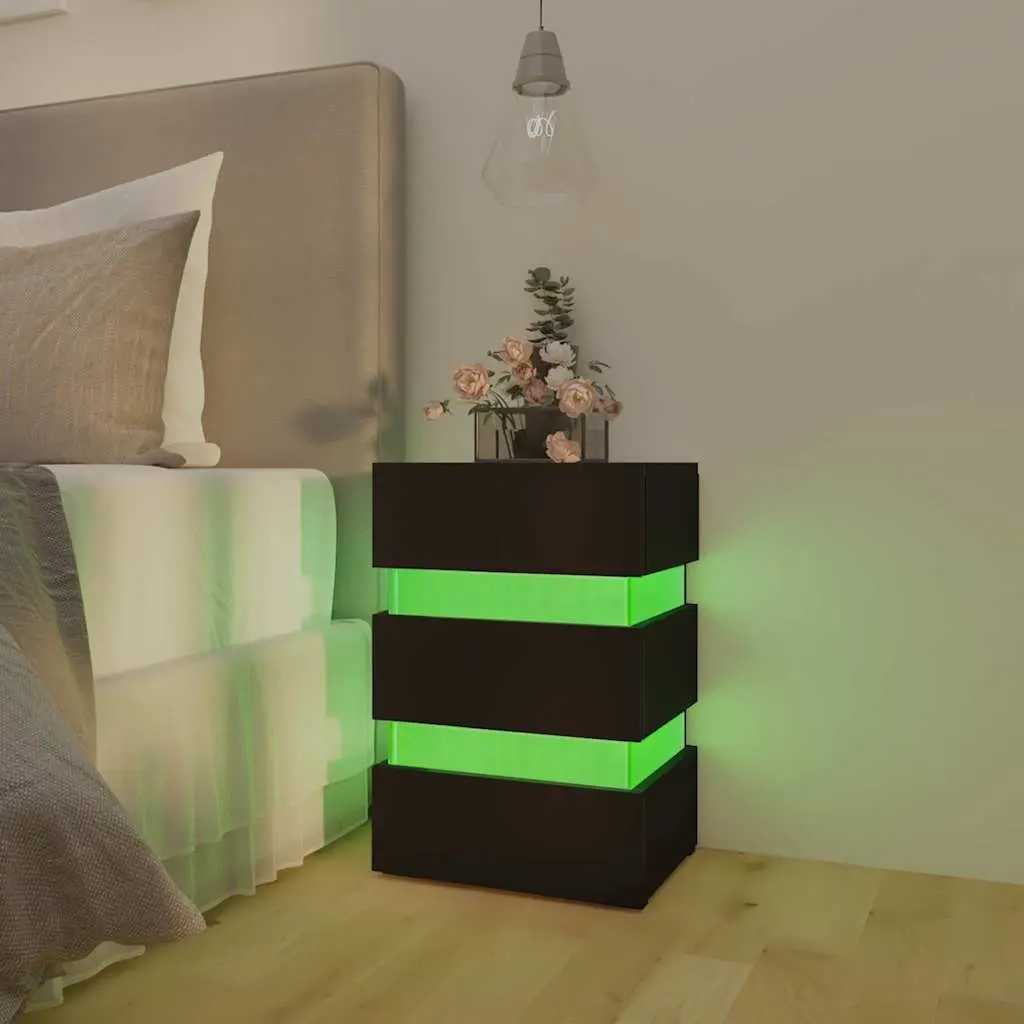 LED Bedside Cabinet with Lighting in Black 45x35x67 cm