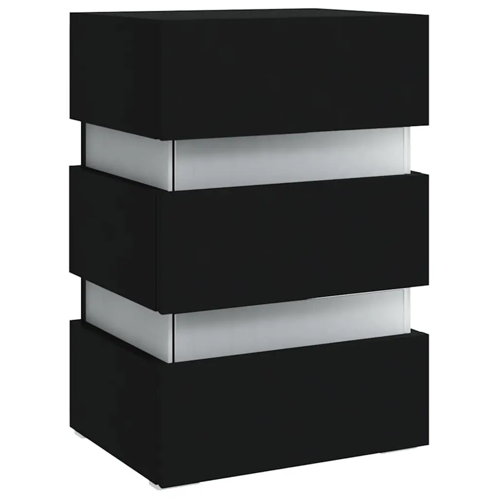 LED Bedside Cabinet with Lighting in Black 45x35x67 cm
