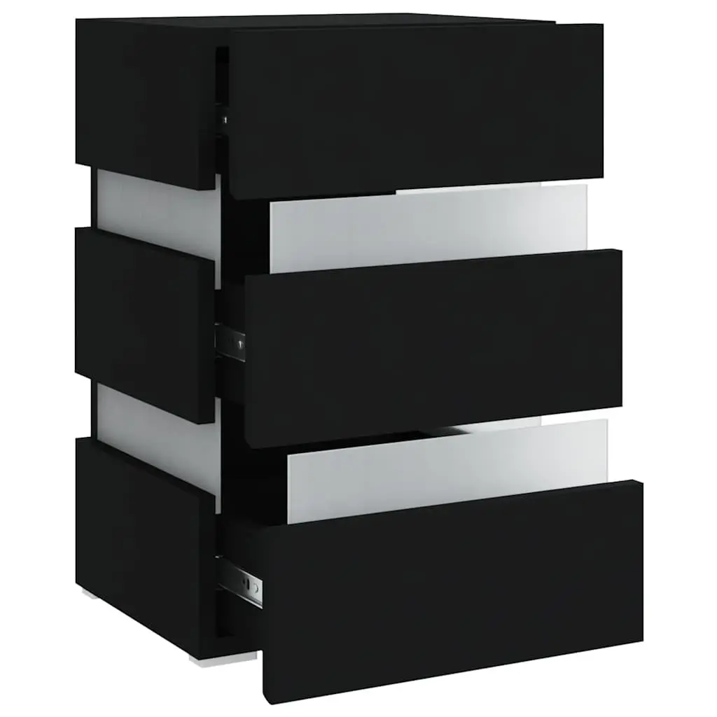 LED Bedside Cabinet with Lighting in Black 45x35x67 cm