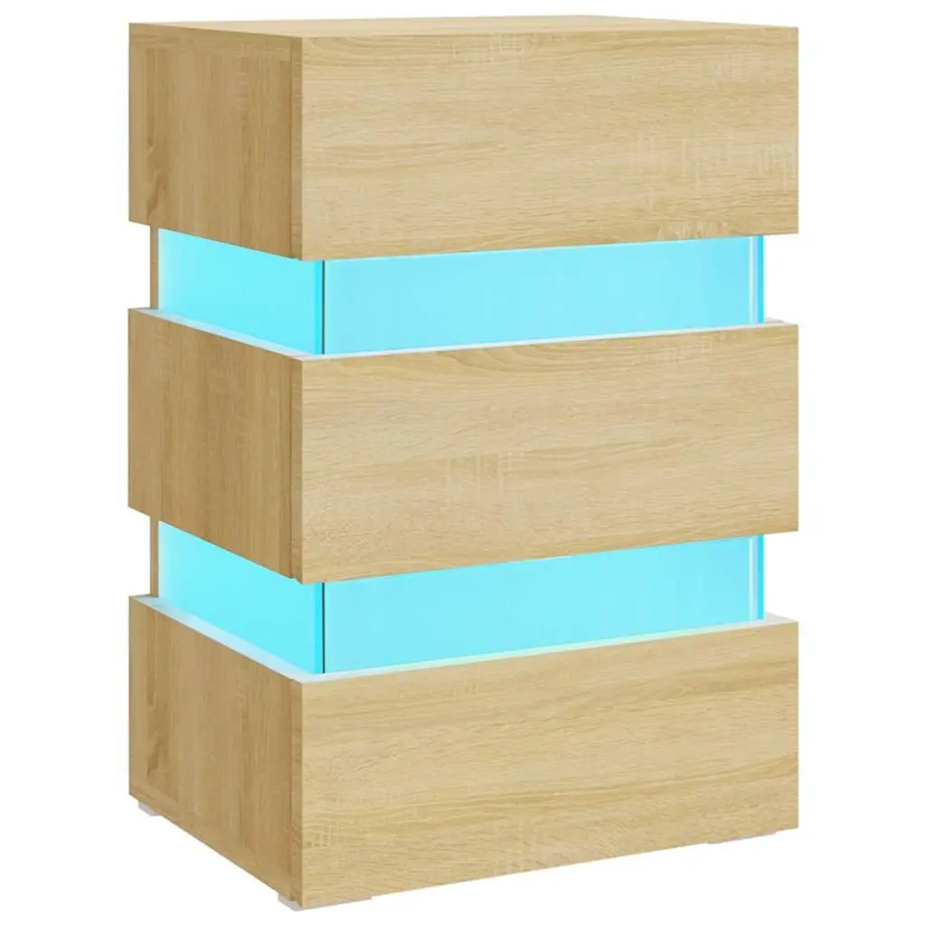 Bedside Table with LED Light and Storage