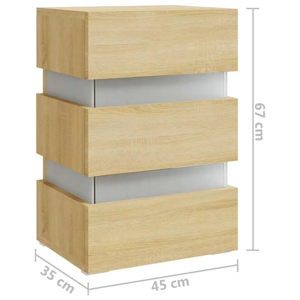 Bedside Table with LED Light and Storage