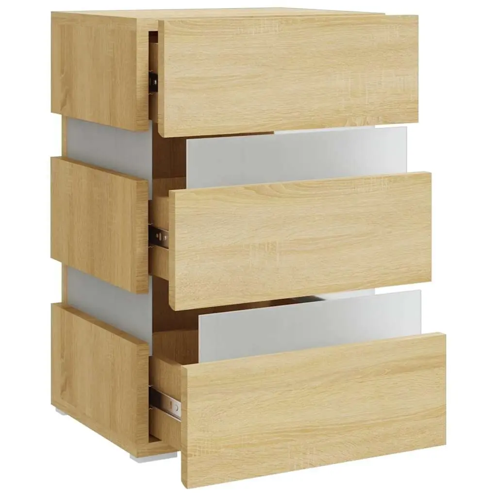 Bedside Table with LED Light and Storage