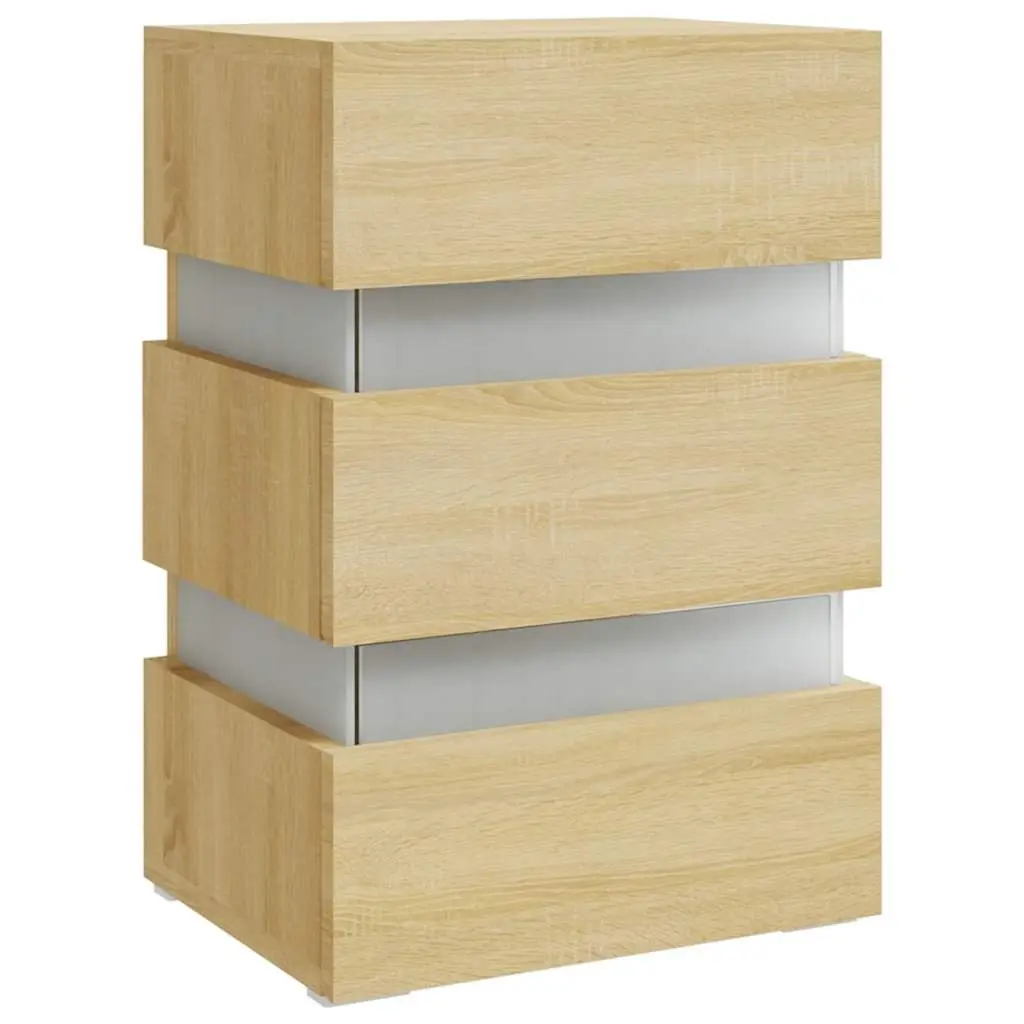 Bedside Table with LED Light and Storage