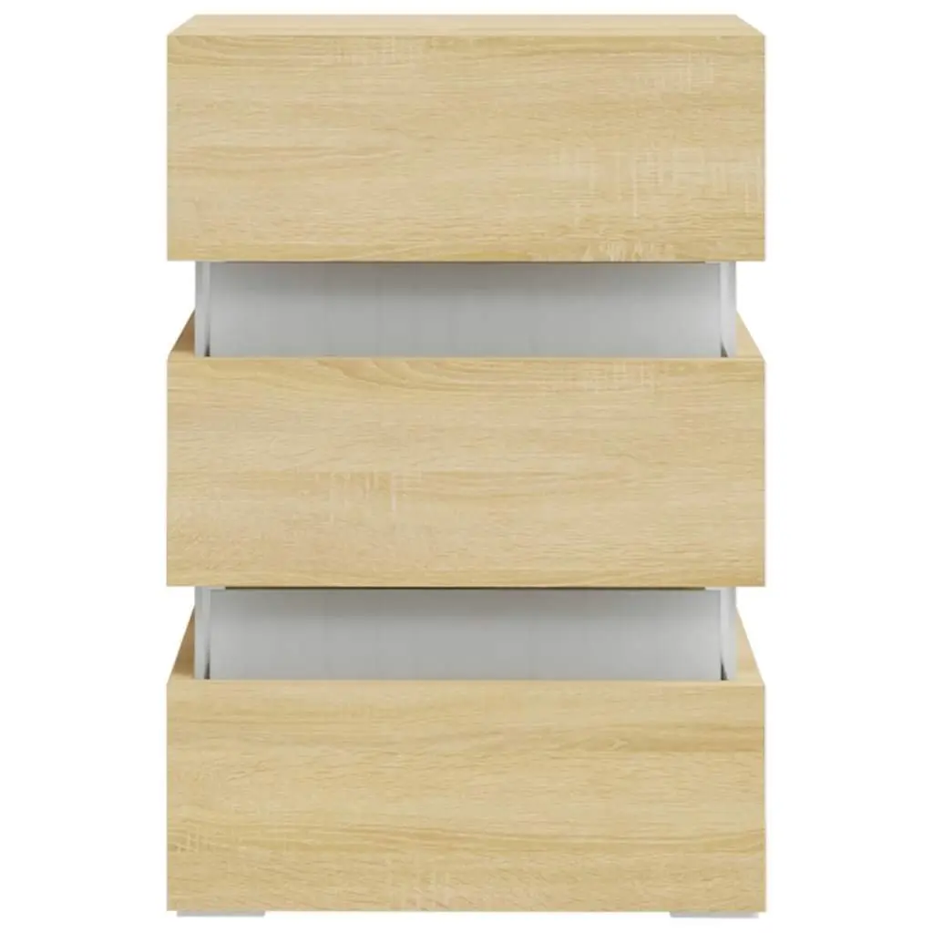 Bedside Table with LED Light and Storage